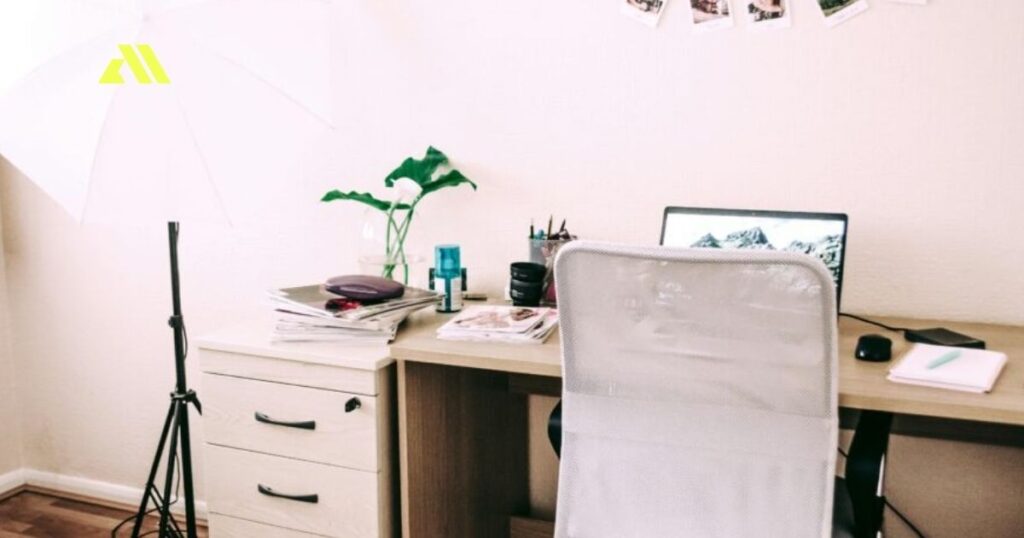 Home office with desk and equipment