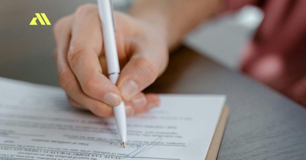 Hand writing on a document